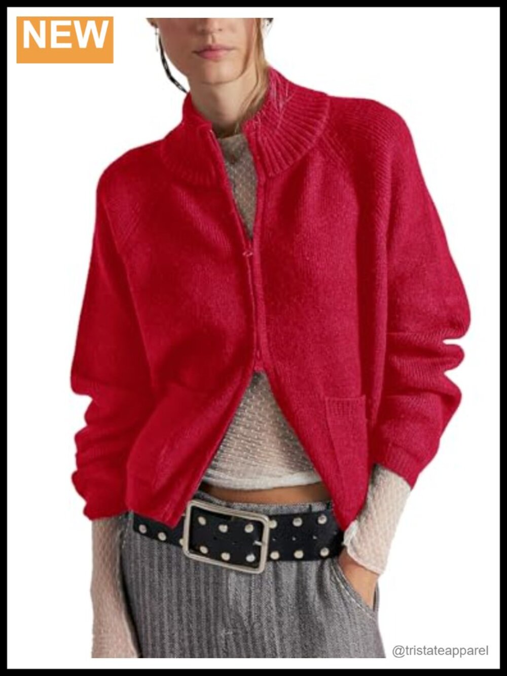 Zip Up Chunky Knit Cardigan Sweater for Women Long Sleeve with Pockets